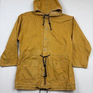 Vintage Corniche Unisex Parka Jacket L Yellow Denim Adjustable Waist Hooded